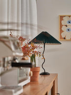 Squiggle Table Lamp, Wavy Stem, Pleated Fabric Shade, E14 Plug-In