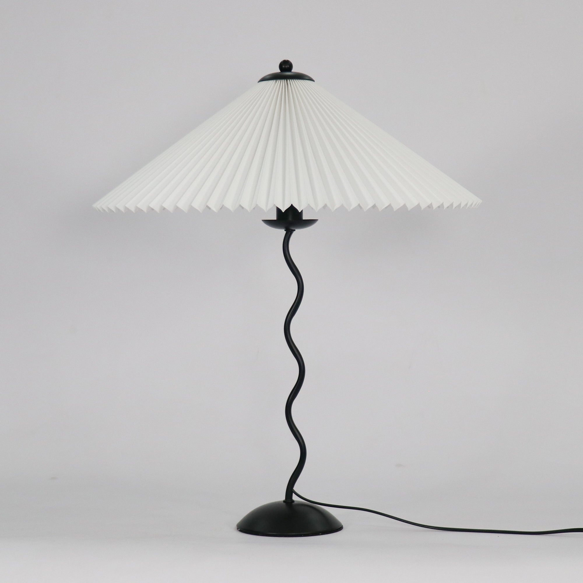 Squiggle Table Lamp, Wavy Stem, Pleated Fabric Shade, E14 Plug-In