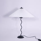 Squiggle Table Lamp, Wavy Stem, Pleated Fabric Shade, E14 Plug-In