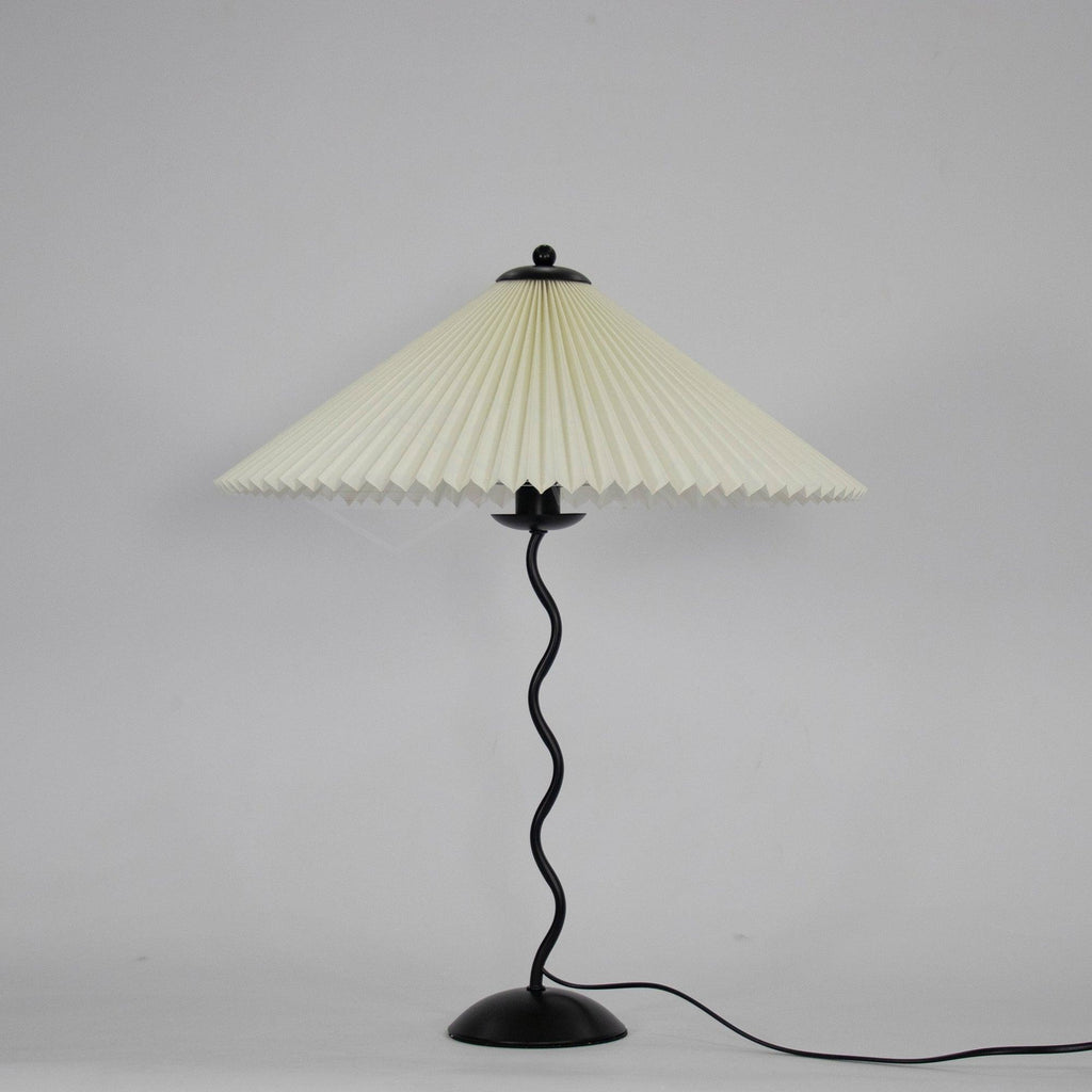 Squiggle Table Lamp, Wavy Stem, Pleated Fabric Shade, E14 Plug-In
