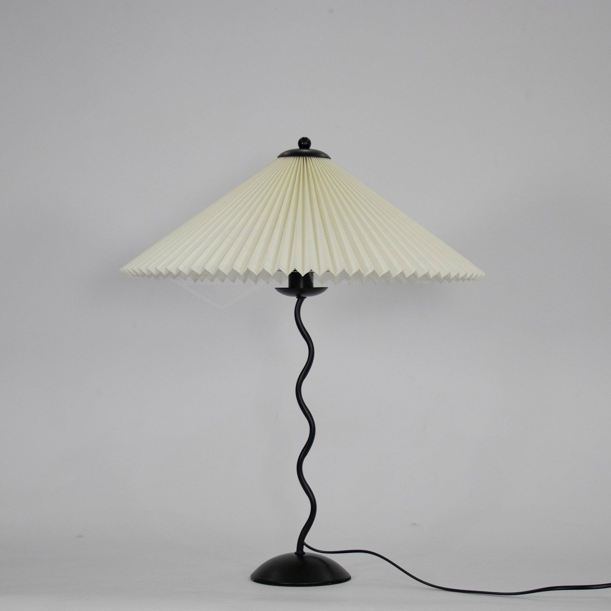 Squiggle Table Lamp, Wavy Stem, Pleated Fabric Shade, E14 Plug-In