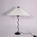 Squiggle Table Lamp, Wavy Stem, Pleated Fabric Shade, E14 Plug-In
