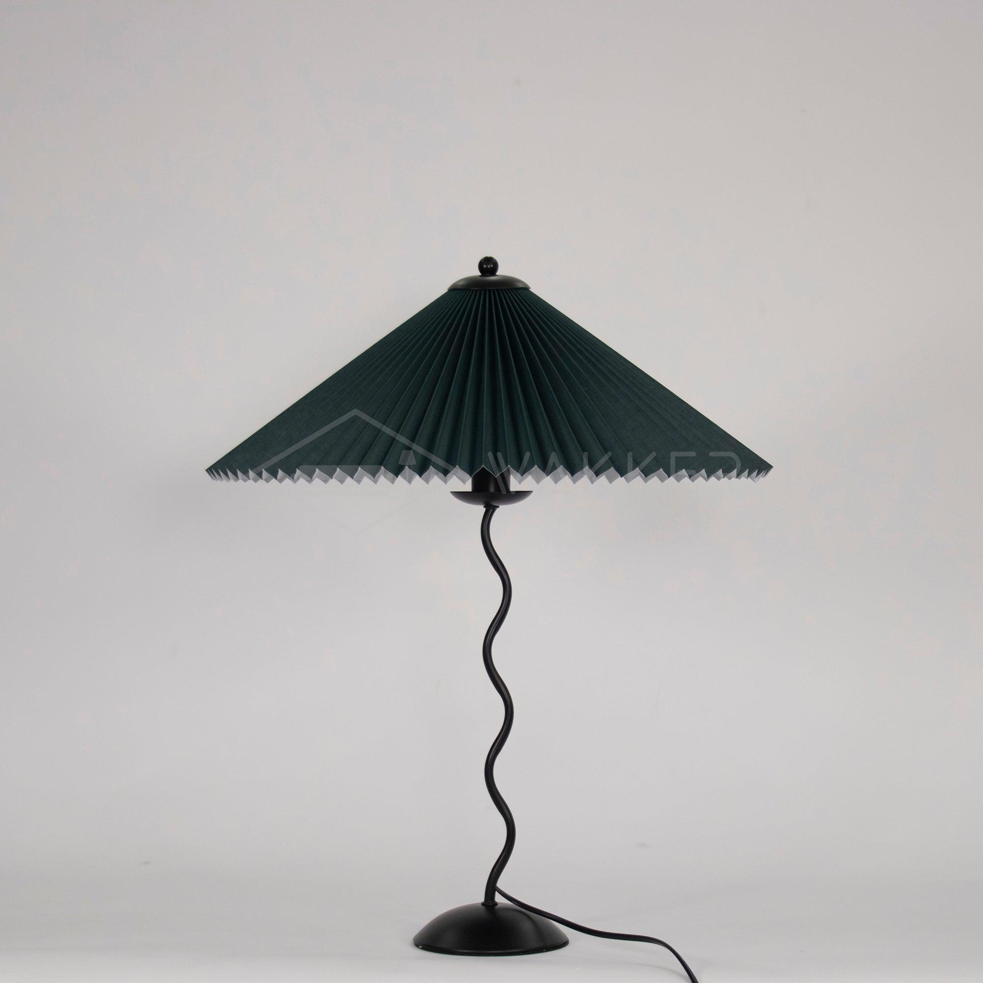 Squiggle Table Lamp, Wavy Stem, Pleated Fabric Shade, E14 Plug-In