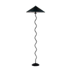 Wavy black metal base of the Squiggle floor lamp in close detail