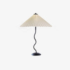 Squiggle Table Lamp, Wavy Stem, Pleated Fabric Shade, E14 Plug-In