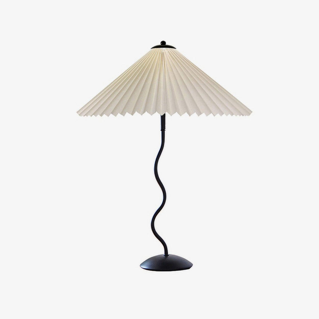 Squiggle Table Lamp, Wavy Stem, Pleated Fabric Shade, E14 Plug-In