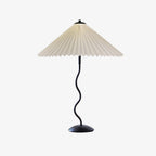 Squiggle Table Lamp, Wavy Stem, Pleated Fabric Shade, E14 Plug-In