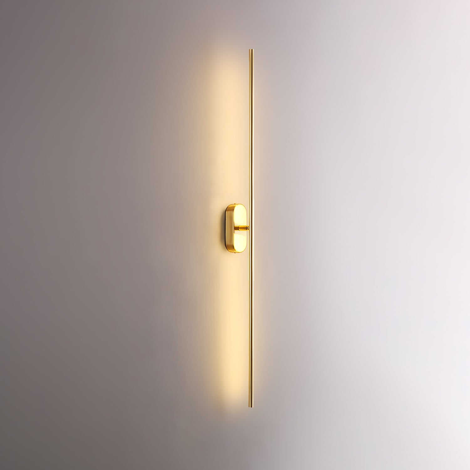 Linear sconce glowing softly in a contemporary hallway