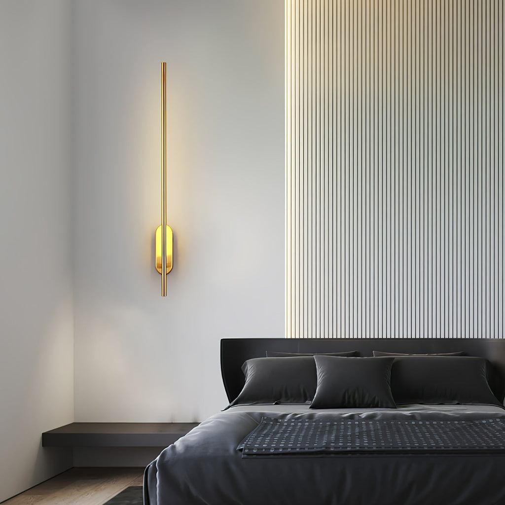 Wall Sconce, Stick-Shaped Linear Metal, Brass or Black, Dimmable LED