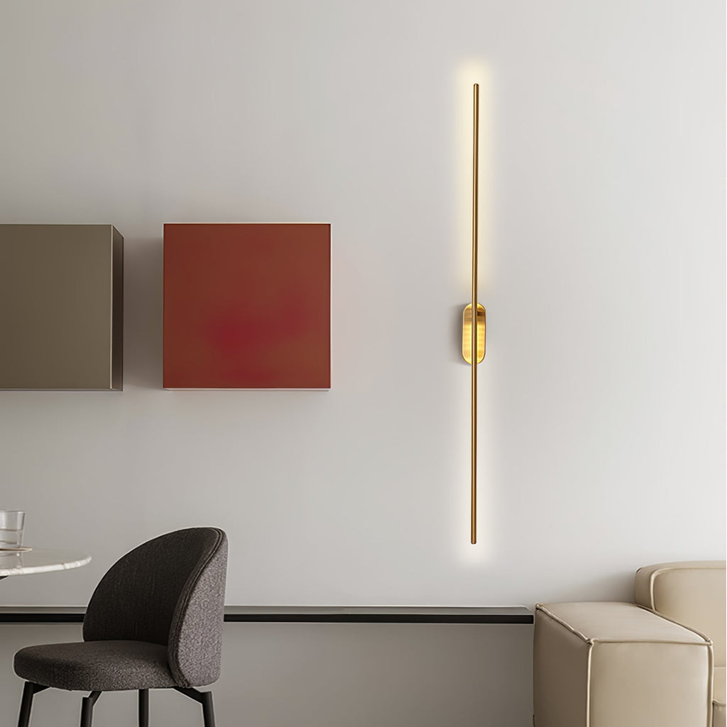 Wall Sconce, Stick-Shaped Linear Metal, Brass or Black, Dimmable LED