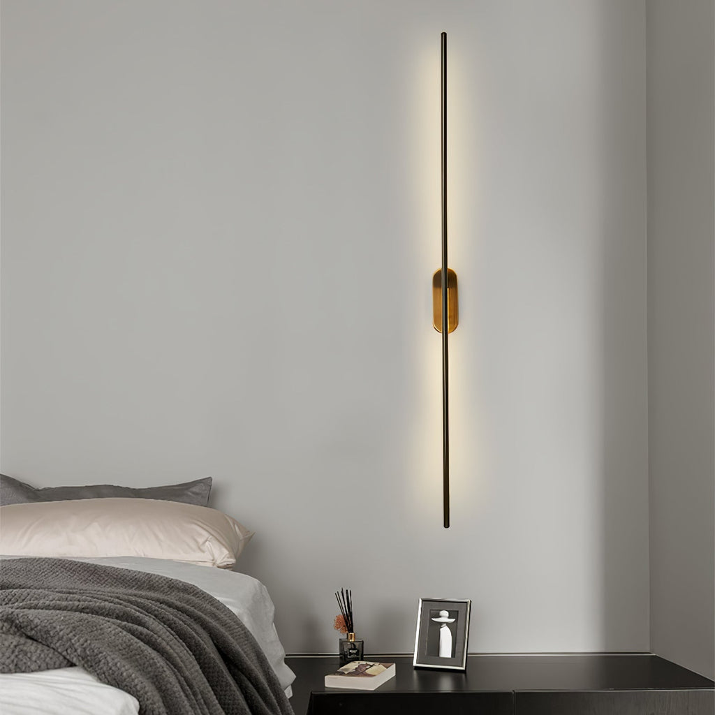 Wall Sconce, Stick-Shaped Linear Metal, Brass or Black, Dimmable LED