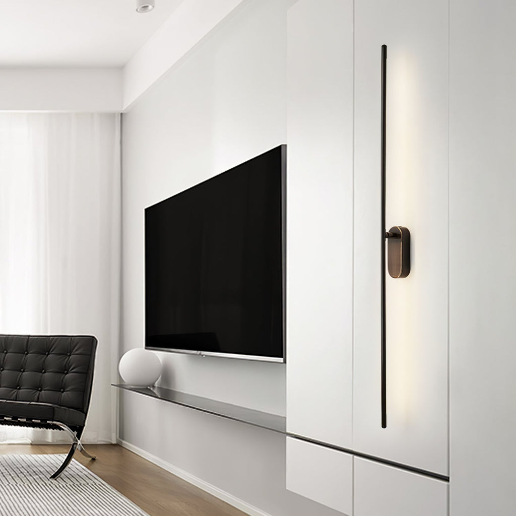 Wall Sconce, Stick-Shaped Linear Metal, Brass or Black, Dimmable LED