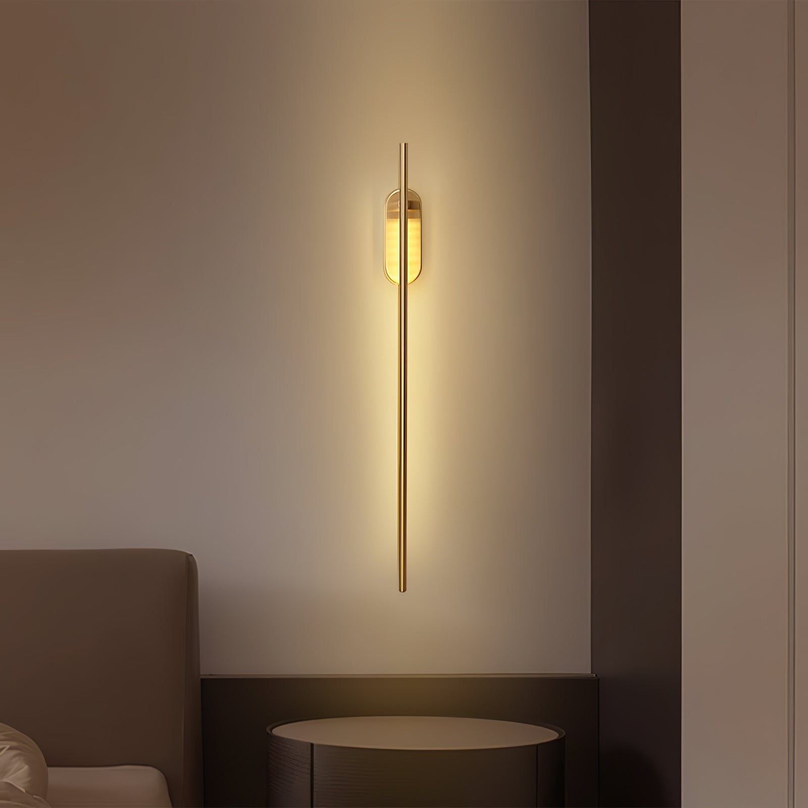 Wall Sconce, Stick-Shaped Linear Metal, Brass or Black, Dimmable LED