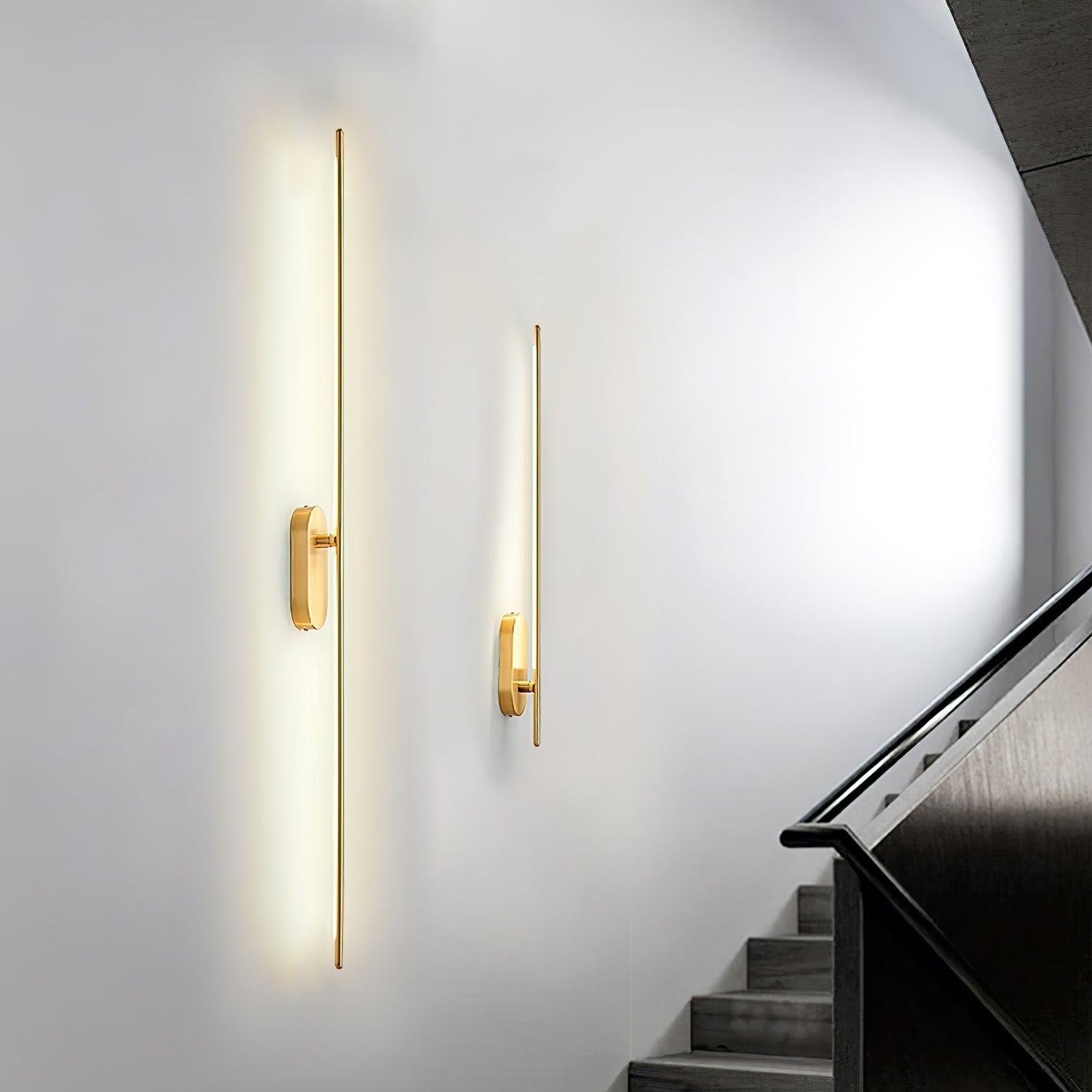 Wall Sconce, Stick-Shaped Linear Metal, Brass or Black, Dimmable LED