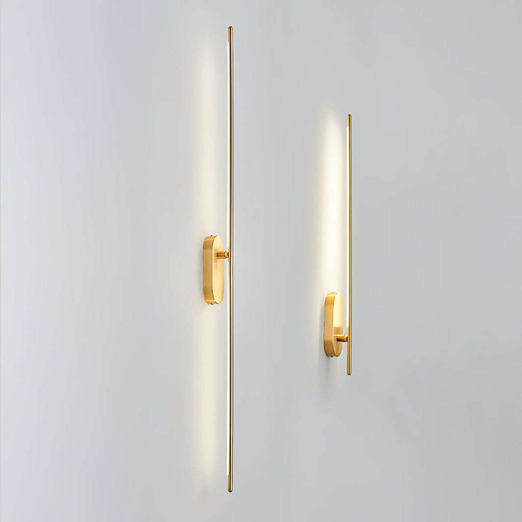 Wall Sconce, Stick-Shaped Linear Metal, Brass or Black, Dimmable LED