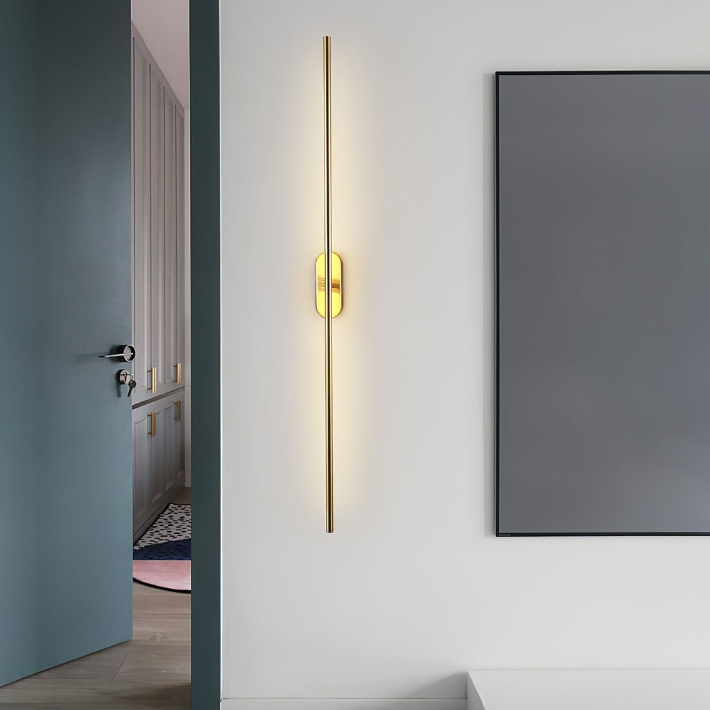 Wall Sconce, Stick-Shaped Linear Metal, Brass or Black, Dimmable LED