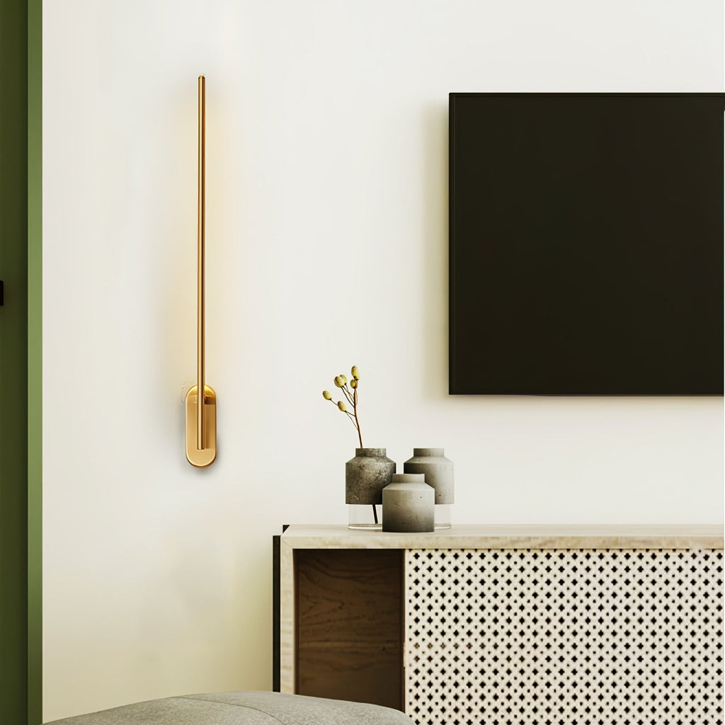 Wall Sconce, Stick-Shaped Linear Metal, Brass or Black, Dimmable LED