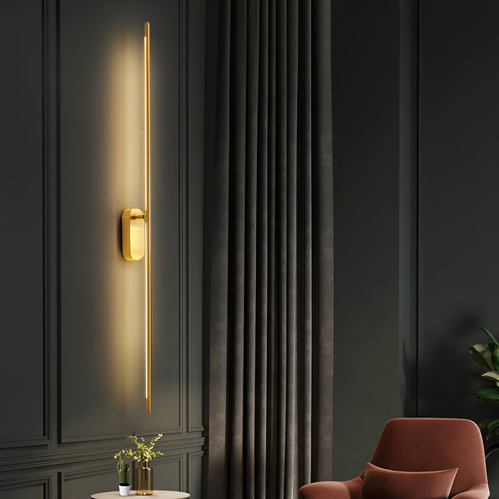 Wall Sconce, Stick-Shaped Linear Metal, Brass or Black, Dimmable LED