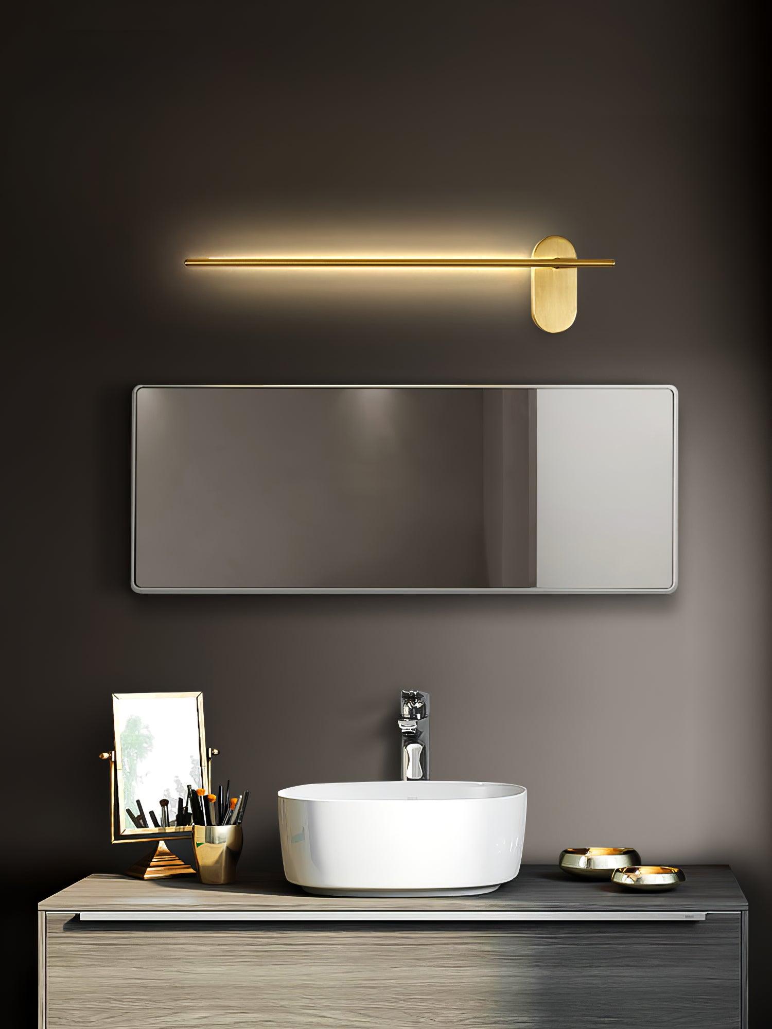 Black linear sconce with a clean vertical line of light