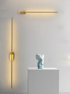 Wall Sconce, Stick-Shaped Linear Metal, Brass or Black, Dimmable LED