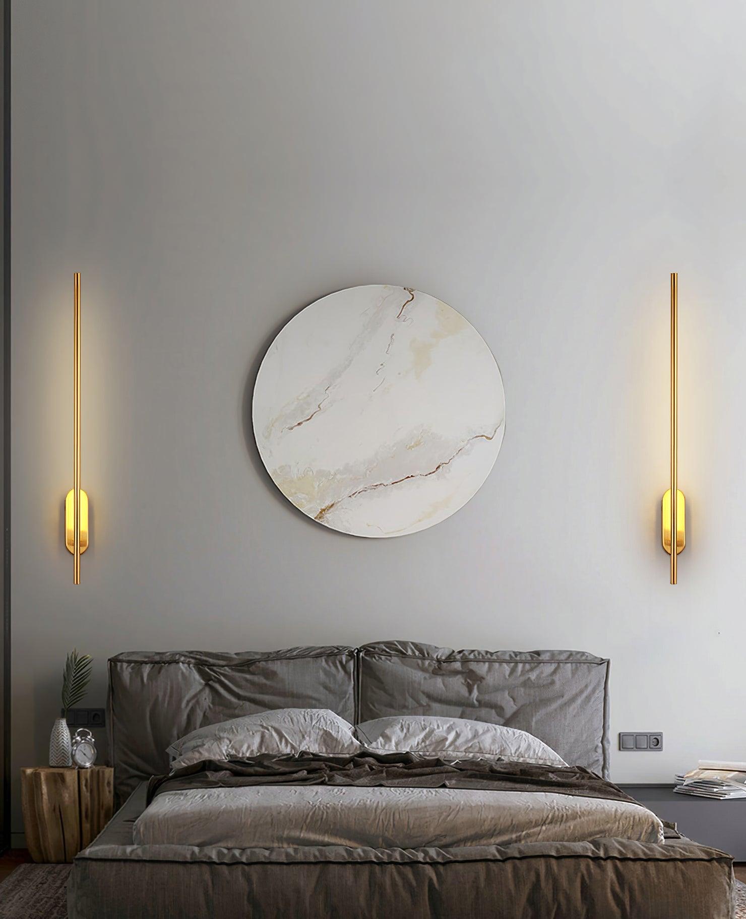 Wall Sconce, Stick-Shaped Linear Metal, Brass or Black, Dimmable LED