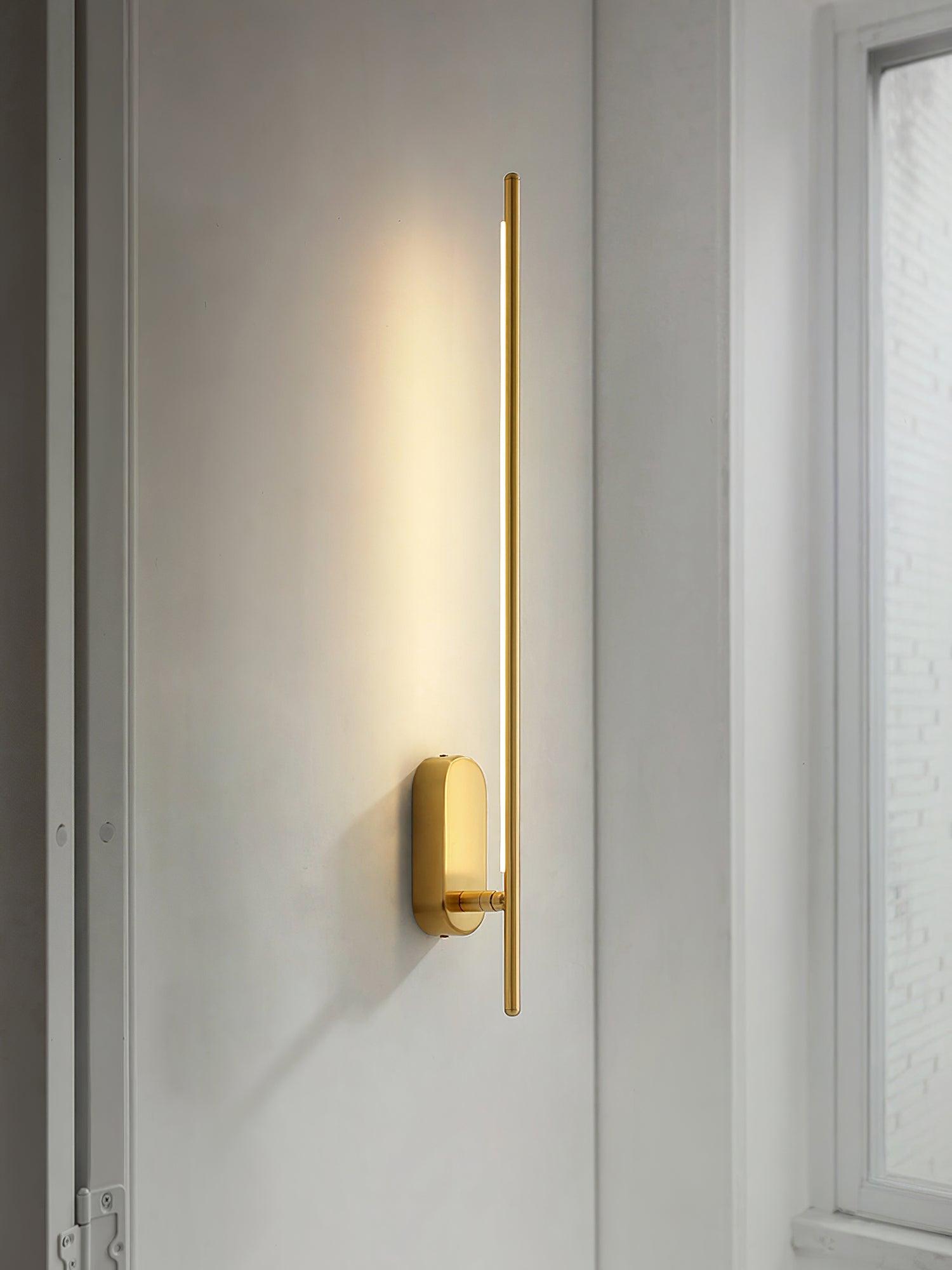 Wall Sconce, Stick-Shaped Linear Metal, Brass or Black, Dimmable LED