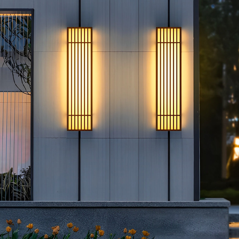 Applique murale extérieure en acier nervuré Grateful, design rétro à grille verticale LED
