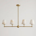 Against a plain backdrop, the sphere-bar frame of this Clérachic chandelier is shown here in brushed brass.