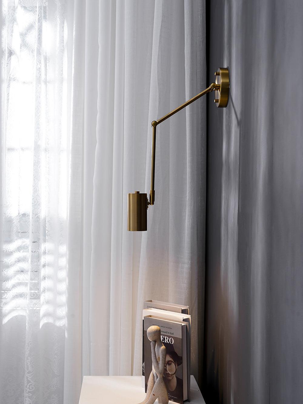 Swing Arm Wall Sconce, Adjustable Iron Arm, Integrated LED, Gold