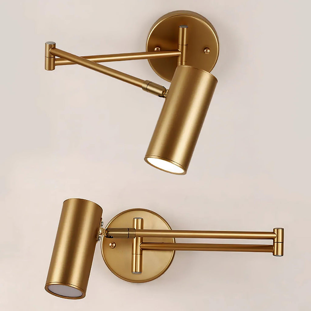 Swing Arm Wall Sconce, Adjustable Iron Arm, Integrated LED, Gold