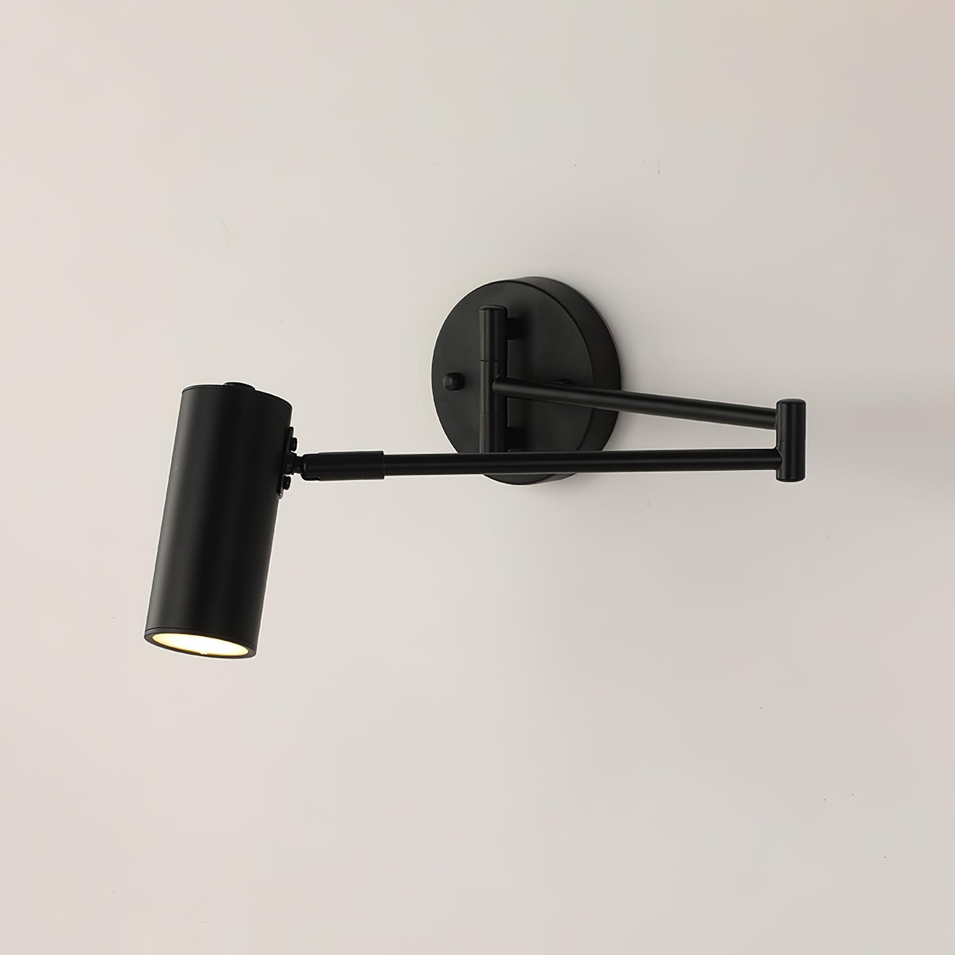 Adjustable swing arm wall sconce with the arm extended outward