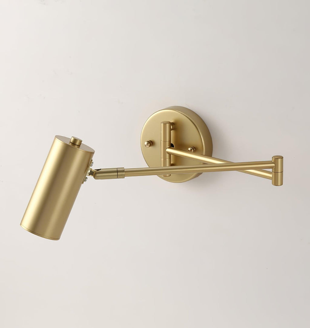 Swing Arm Wall Sconce, Adjustable Iron Arm, Integrated LED, Gold