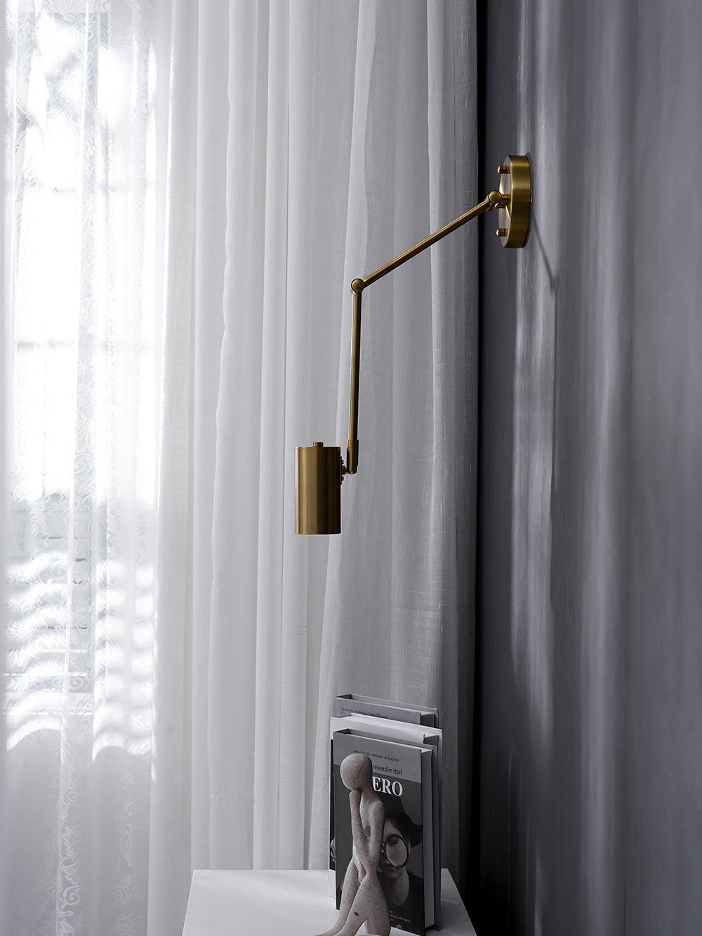 Swing Arm Wall Sconce, Adjustable Iron Arm, Integrated LED, Gold