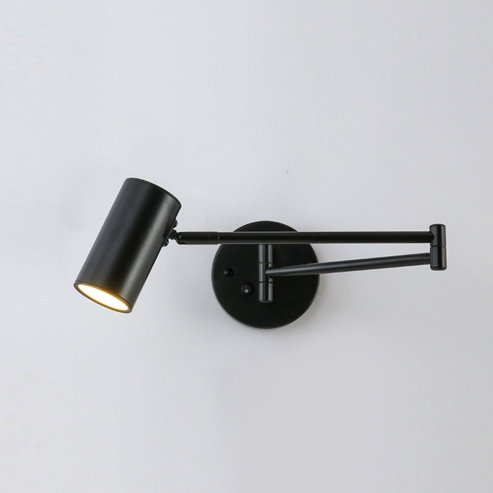 Wall sconce swing arm rotated to aim light to the side
