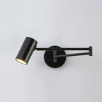 Wall sconce swing arm rotated to aim light to the side