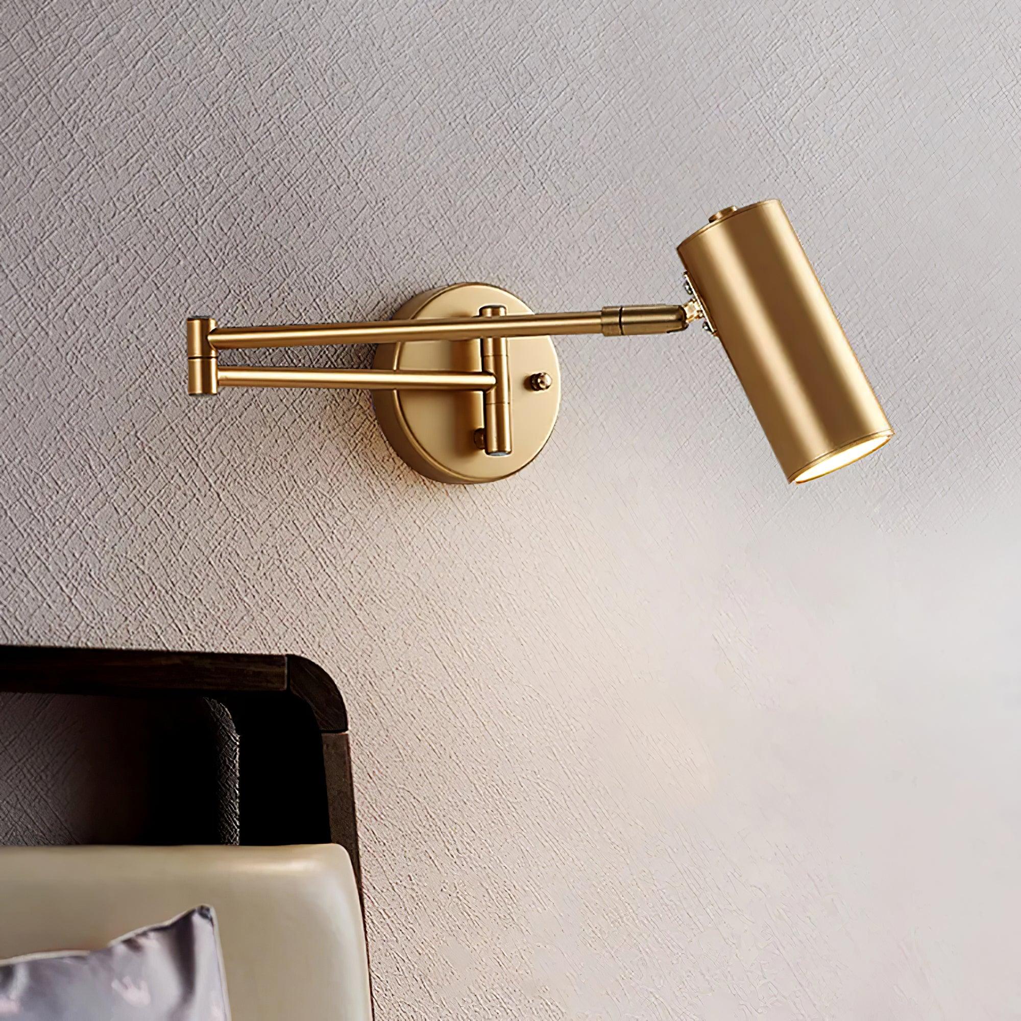 Swing Arm Wall Sconce, Adjustable Iron Arm, Integrated LED, Gold