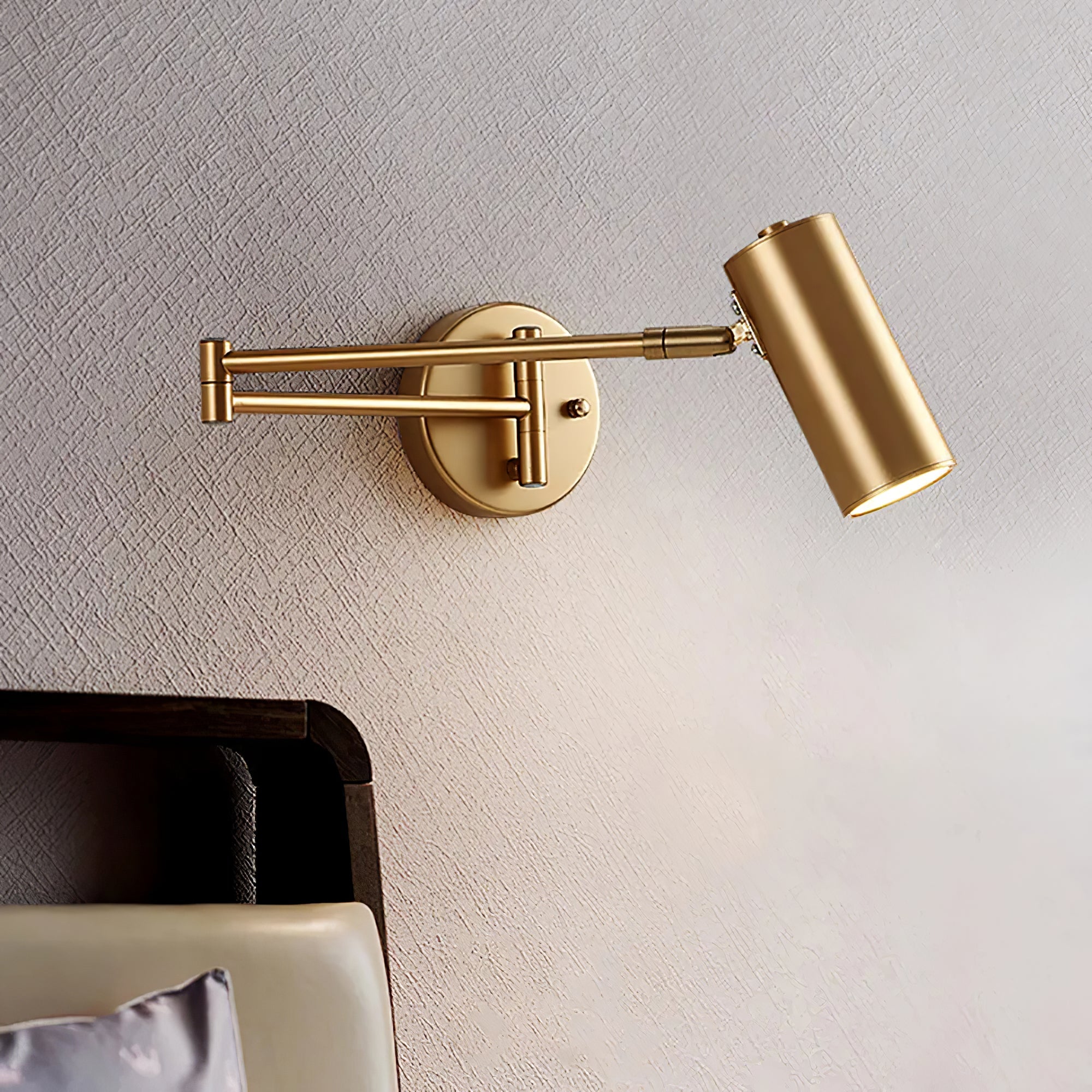 Swing Arm Wall Sconce, Adjustable Iron Arm, Integrated LED, Gold