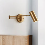 Swing Arm Wall Sconce, Adjustable Iron Arm, Integrated LED, Gold