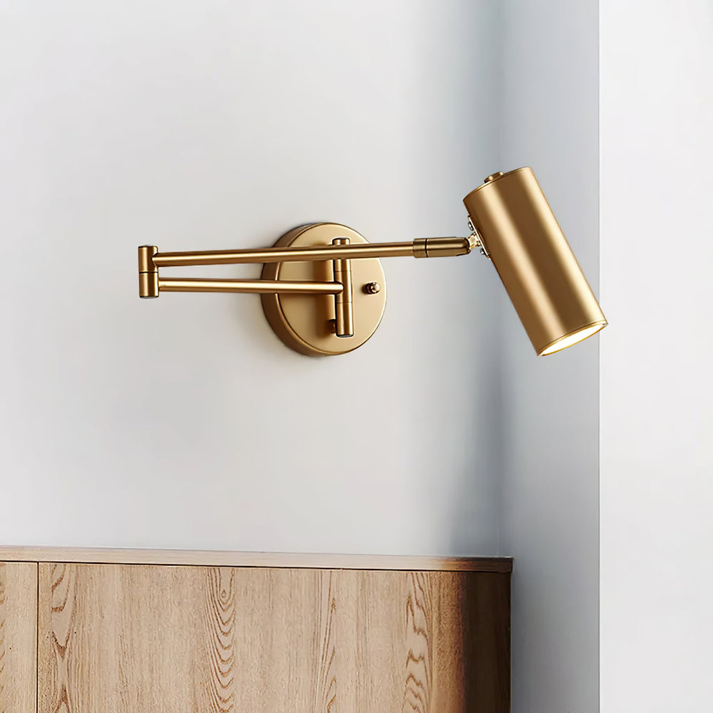 Swing Arm Wall Sconce, Adjustable Iron Arm, Integrated LED, Gold