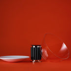 Sculptural aluminum table lamp styled in modern interior