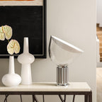 Modern aluminum table lamp with curved white reflector shade
