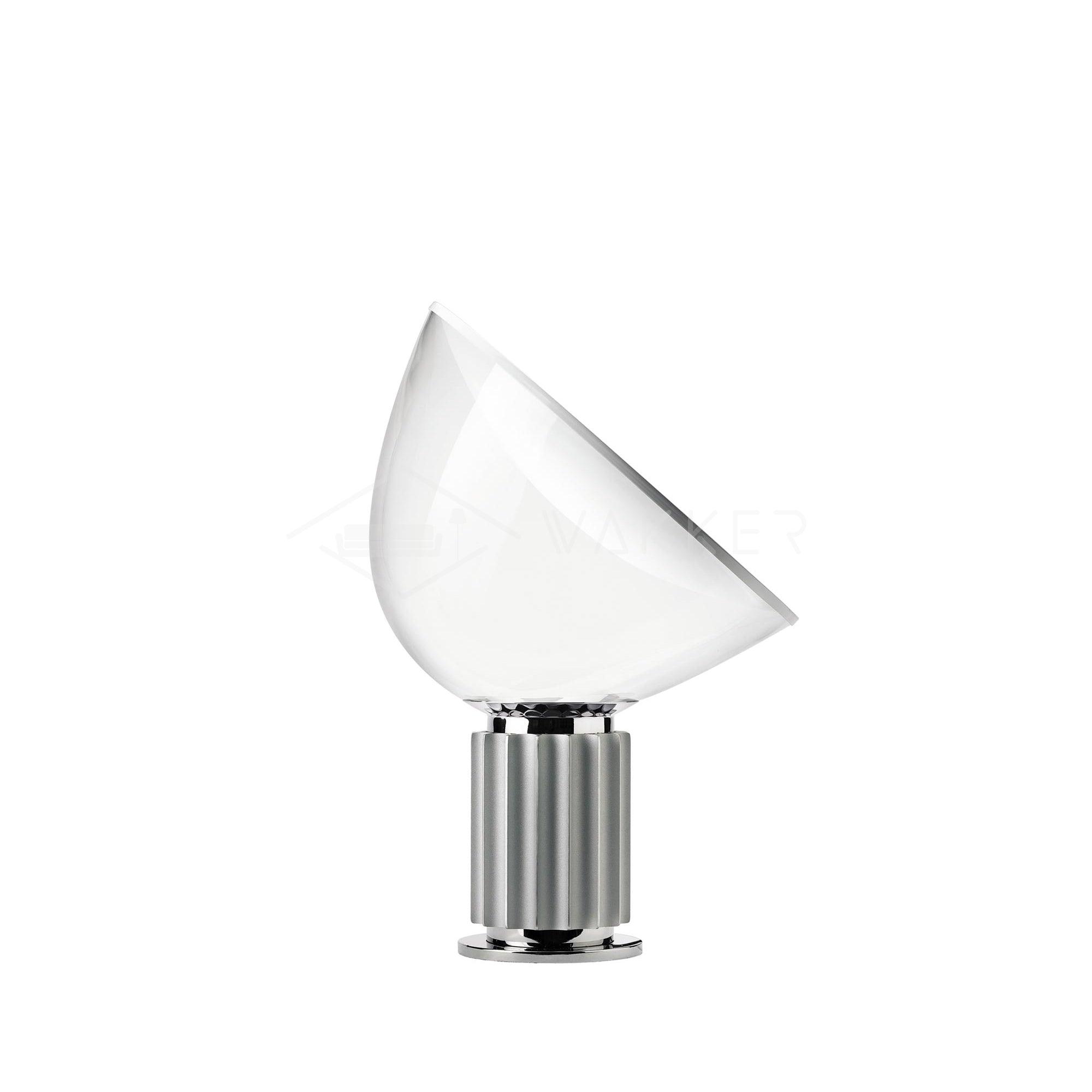 Table lamp showing adjustable transparent glass diffuser detail