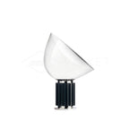 White aluminum reflector table lamp with clear glass diffuser