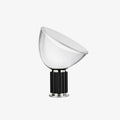 Aluminum reflector table lamp showing adjustable blown glass diffuser