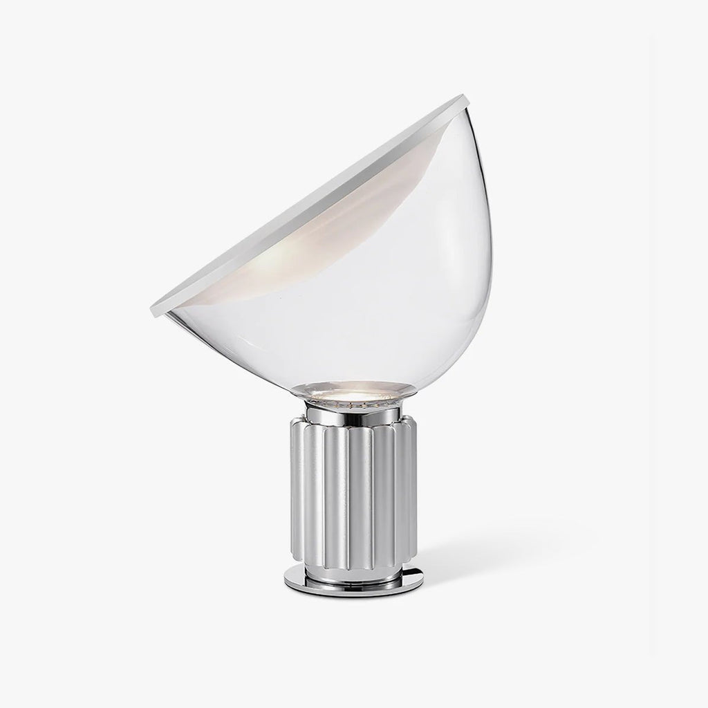 White reflector table lamp styled on a console surface