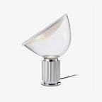 Aluminum table lamp with clear glass diffuser size reference