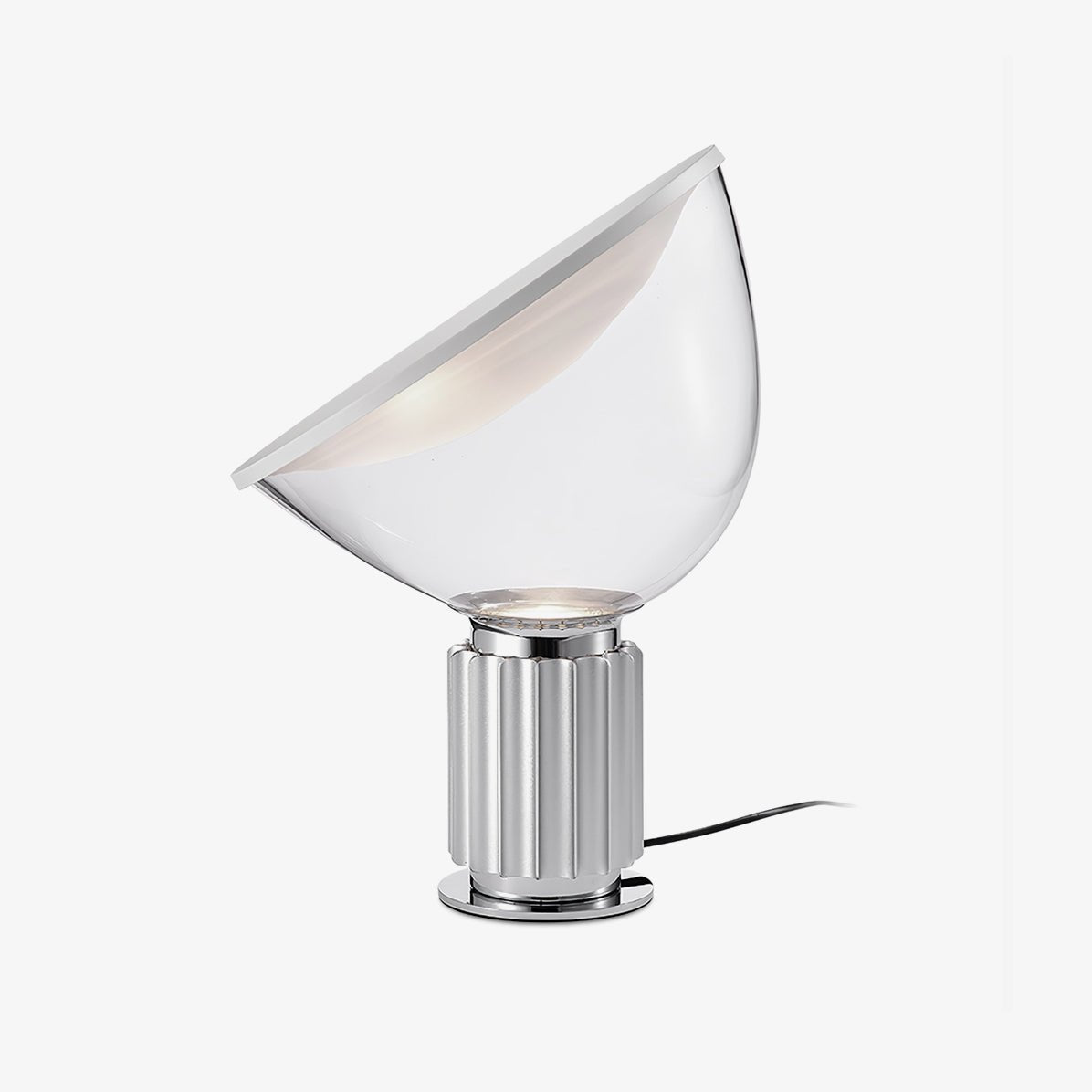 Aluminum table lamp with clear glass diffuser size reference