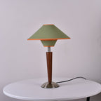 Talonwood bordlampe, stofskærm og valnødtræsbase, varmt lys