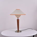 Talonwood bordlampe, stofskærm og valnødtræsbase, varmt lys