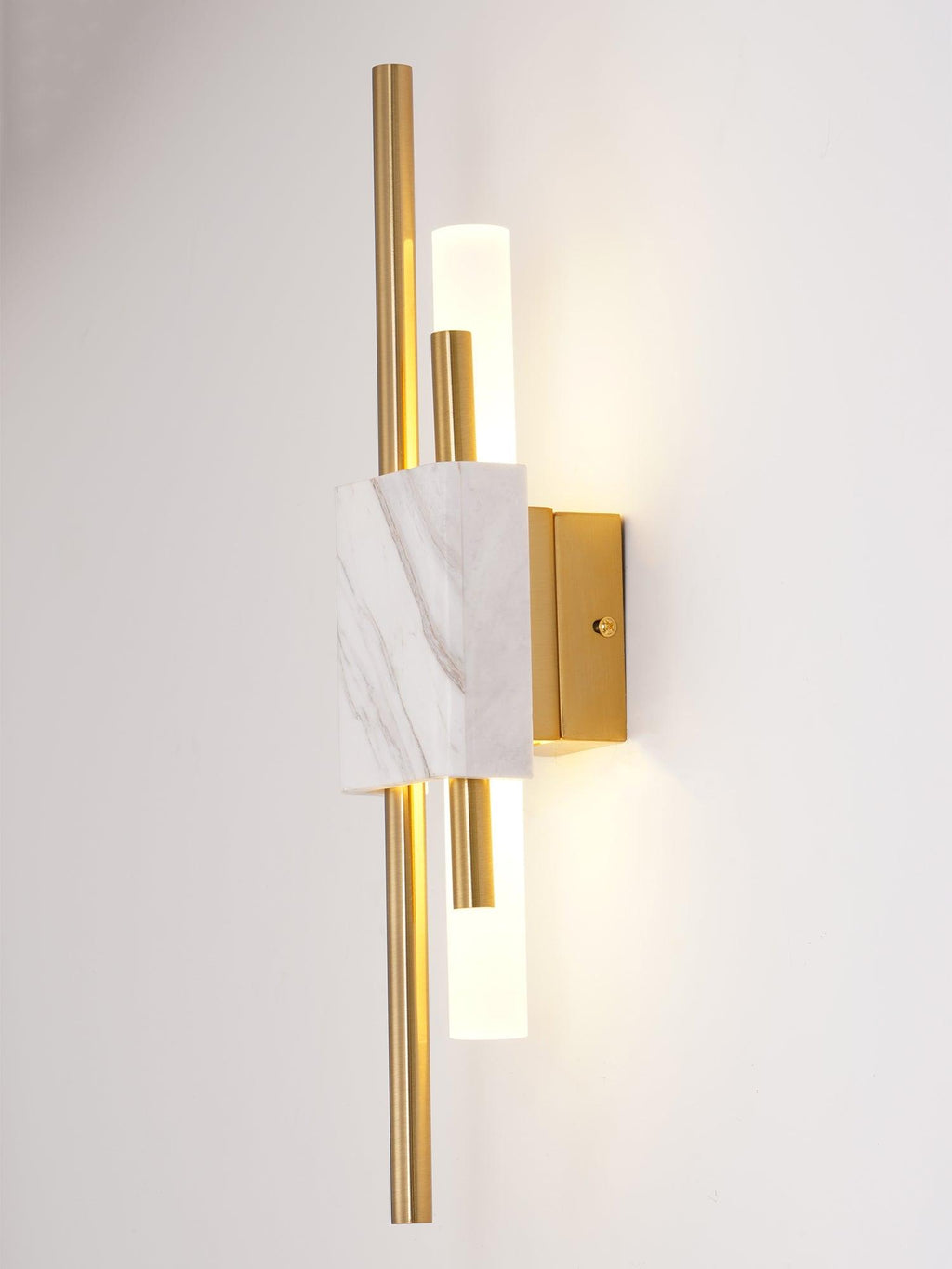 Tanto Wall Lamp, Green or White Marble and Gold, Warm LED Sconce